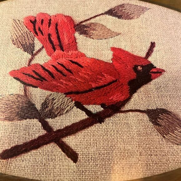 Vintage Cardinal Glass Topped Wood Needlepoint Tray with Handles by Three Mounta - Picture 7 of 11